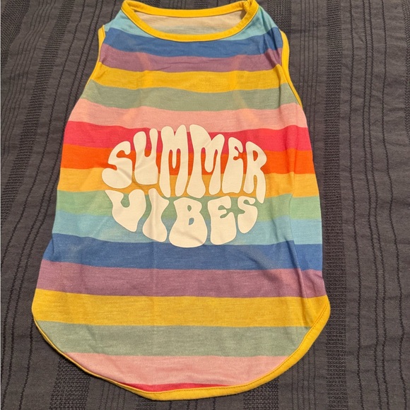New Dog Colorful Striped Summer Vibes Tank Top - Picture 1 of 3